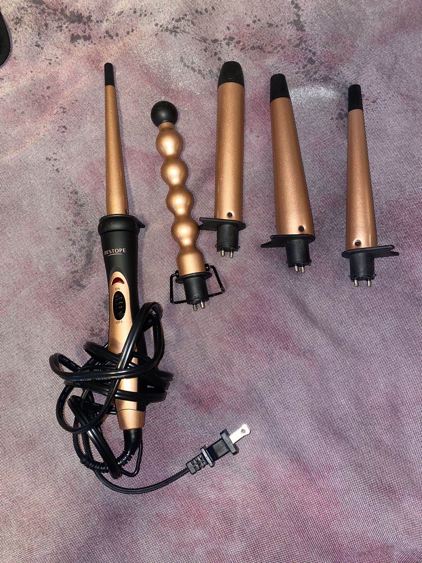  5 in 1 Advanced Titanium Curling Iron Wand Set with 5 Interchangeable Barrels Hair Curlers 