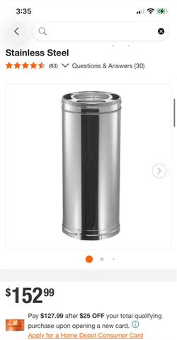 DuraPlus All-Fuel Chimney 6in. X 36in. Diameter Chimney Pipe, Stainless Steel