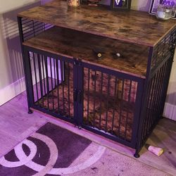Decorative Wood And Metal Dog Cage