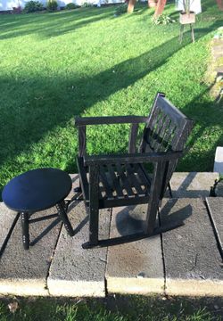 Solid Wood Miniature Rocker and Footstool