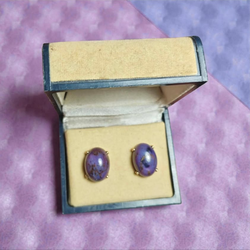 Mojave Turquoise Stud Earrings, Purple and Gold, Very Rare