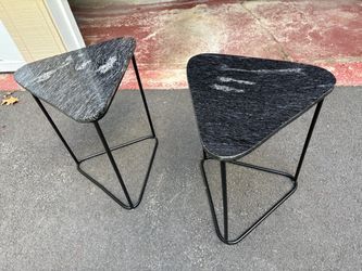 Set of 2 Modern Side Tables with Stone Tops