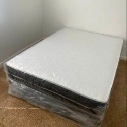 New FULL SIZE MATTRESS WITH BOX SPRING SET INNERSPRING MATTRESS 10" // COLCHONES NUEVOS FULL SIZE BED 