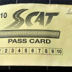 (6) 10 Punch S.C.A.T. (St. Charles Area Transit) Pass Cards - Good for 60 Rides Total, $30 Value, Sell First $25