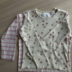 Lot Of Two ZARA Kids Girls Toddler Long sleeve T-Shirts Tops Size 5-6 Cotton