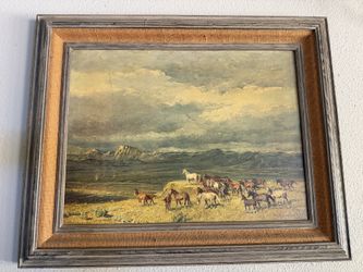 “Wild Horses” - Oscar Berninghaus, 1951 Vintage replica wrapped canvas
