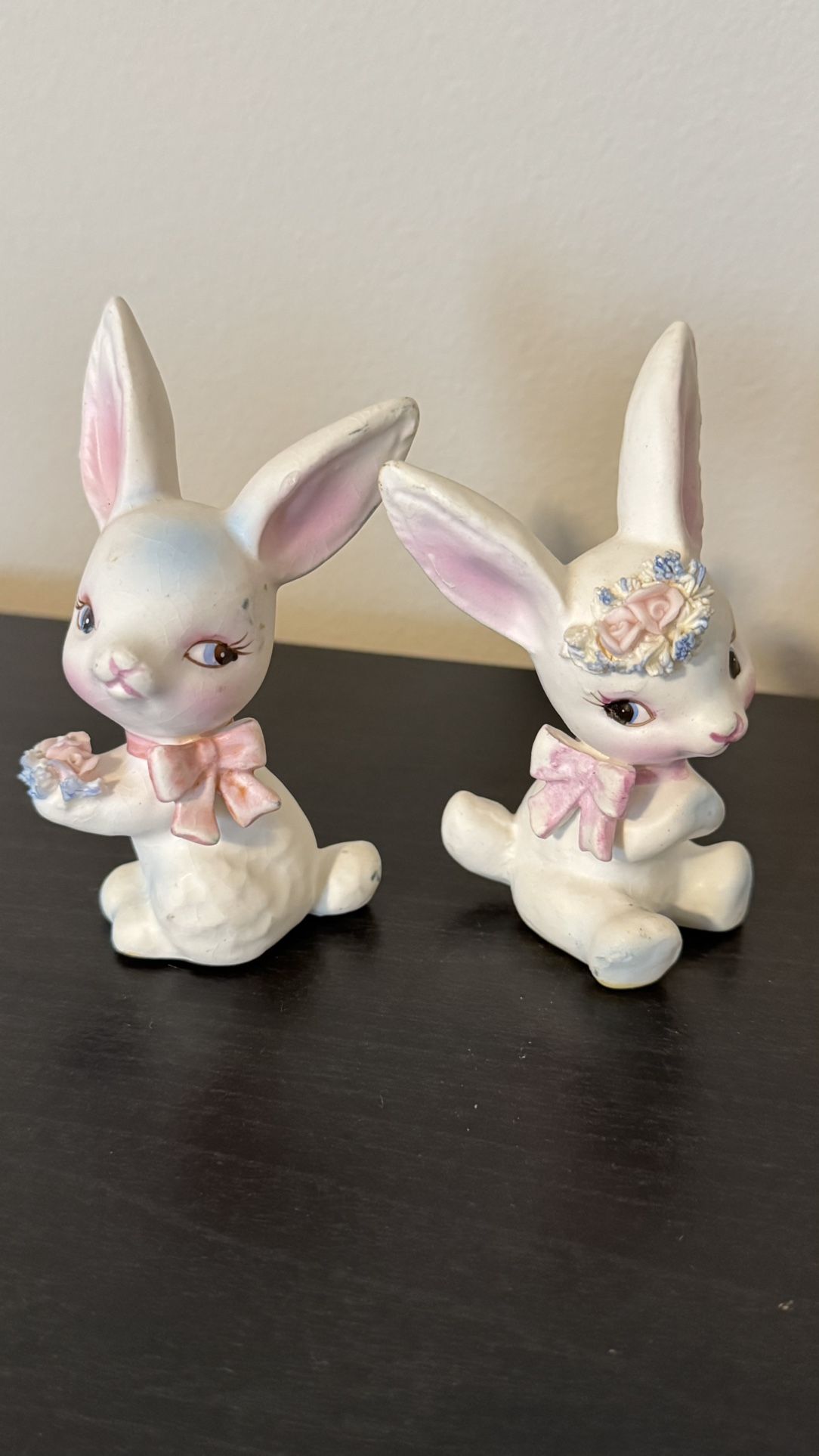 VTG Lefton Japan porcelain rabbits bunny love Mr. & Mrs. Dainty figurines