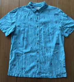 Kahala Hawaiian Aloha Shirt - Men's Medium - Turquoise Surf Print