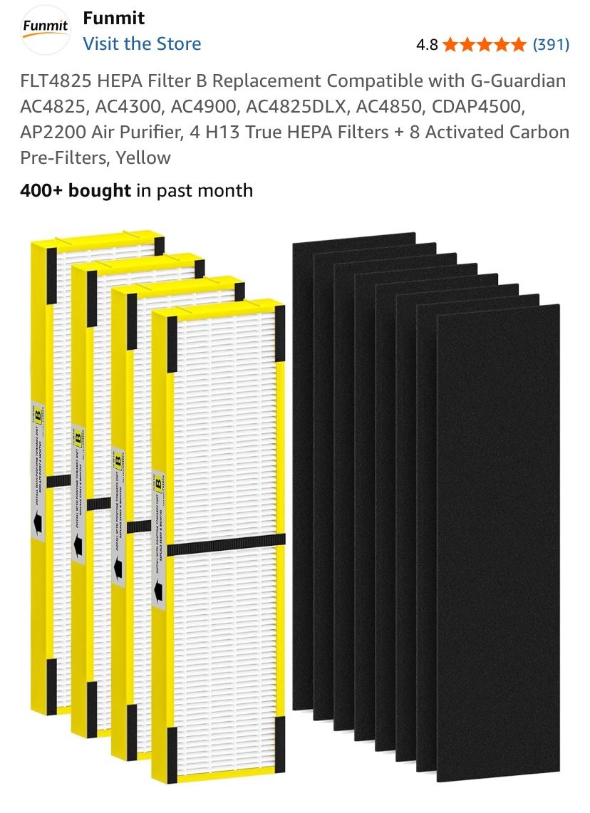 FLT4825 HEPA Filter B Replacement Compatible with GermGuardian Air Purifiers