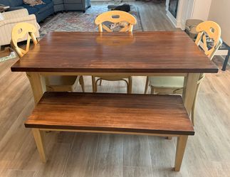 Pier One dining set - 4 chairs, bench, buffet, shelf