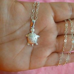 925 Sterling Silver Chain With The Pendant/Cadena Con Dije De Tortuga De Plata 925