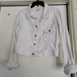 New Women White Levi Jean Jacket Large