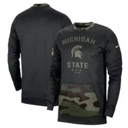 Nike Michigan State Spartans Military Black Camo Sweatshirt DD4312-010 Men’s Medium 