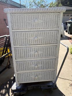 White wicker dresser