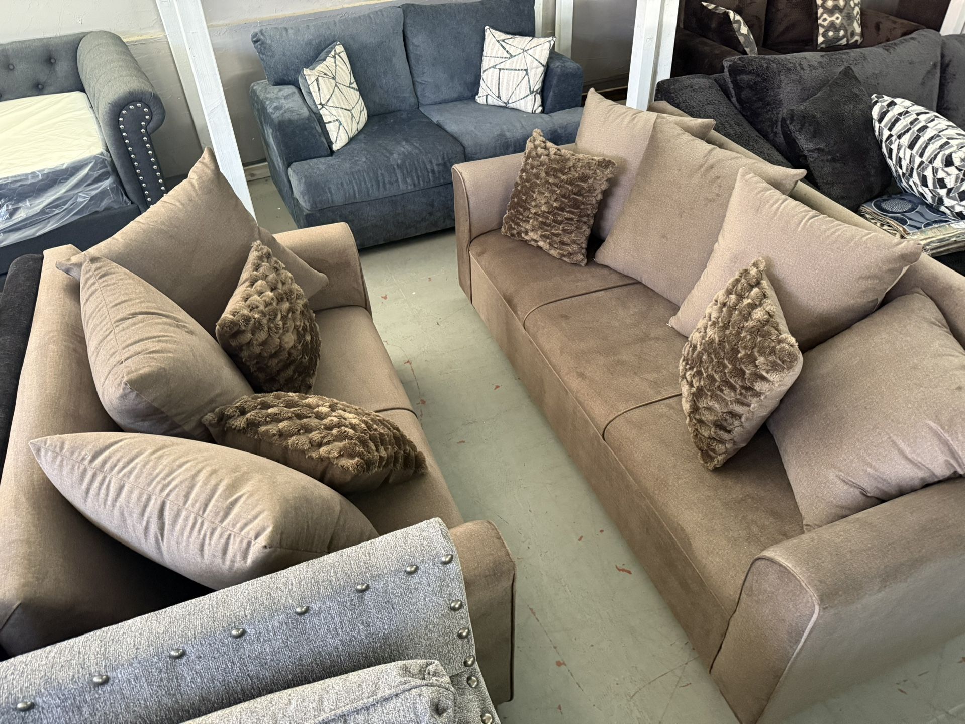 NEW DARK BROWN SOFA & LOVESEAT