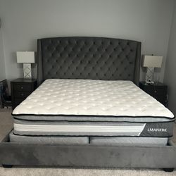 Dark Gray King Bed Frame + Mattress – $1000