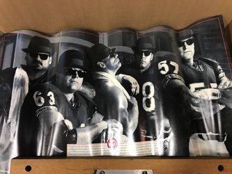 Chicago Bears 70th Anniversary 20”x36” poster.Jim Covert, Jay Hilgenberg, Mark Bortz, Keith Van Horn, Tom Thayer