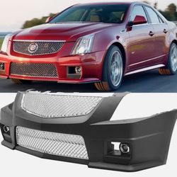 Fits 08-13 Cadillac CTS V-Style Front Bumper Cover W/ Mesh Grille Fog Light PP