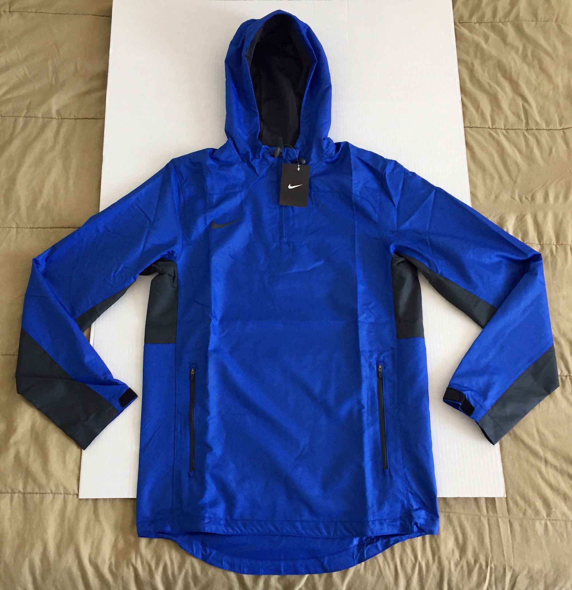 Nike Royal Blue Vented Athletic Windbreaker Hoodie Jacket Mens Sz Small NEW NWT