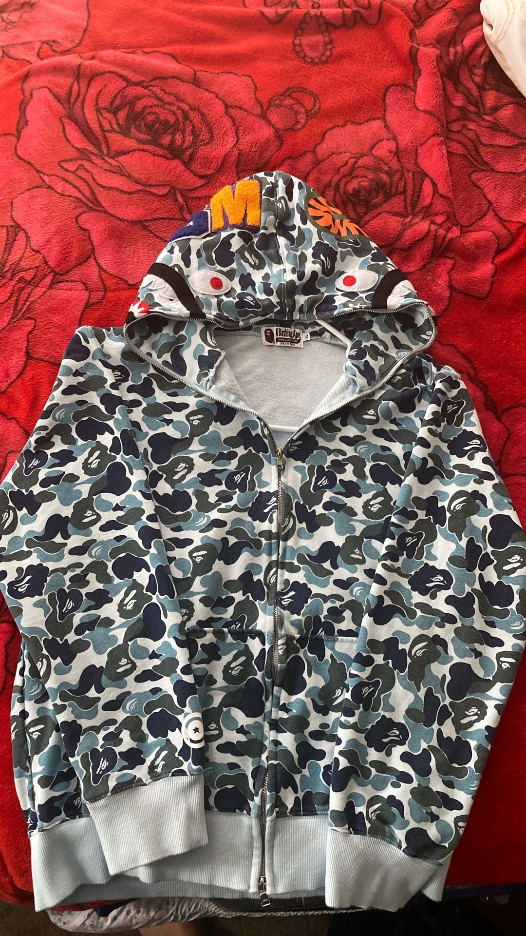 A Bathing Ape hoodie size Xl fits like a L
