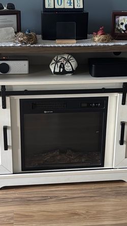 White Farmhouse Fireplace TV Stand