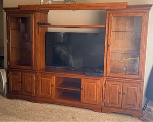 Large wood TV stand