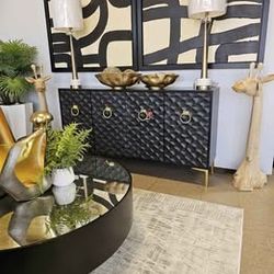 New New New!!! Contemporary Black and Gold Console, TV Stand, Server, Sideboard