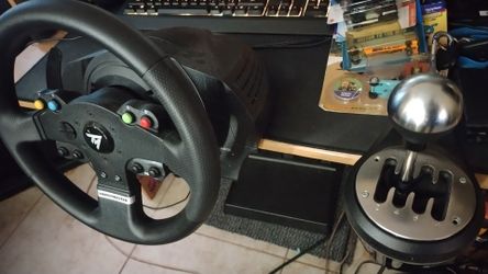 Thrustmaster sim racing set.