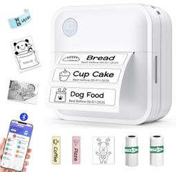 Label Maker Machine with Tape - Mini Sticker Printer Bluetooth Label Printer for Home Office Organization, Portable Thermal Sticker Maker Print Pod wi