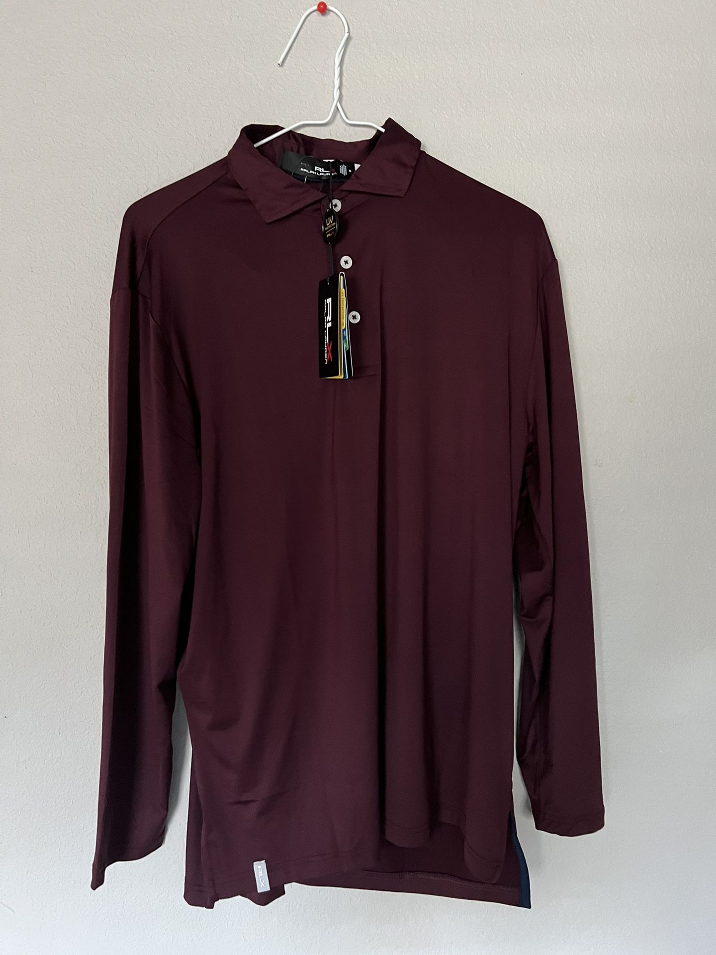 Ralph Lauren RLX Performance Golf Long Sleeve Polo Shirt Burgundy