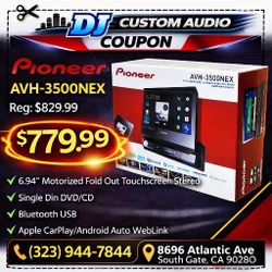 Pioneer Single Din Touchscreen Stereo Flip Out USB Apple Carplay Android Auto CD DVD Am Fm Radio EQ AVH-3500NEX 🚨 Payment Options Available 🚨 No Cre