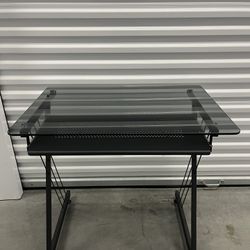 Tempered Glass Computer Desk with Metal Frame
