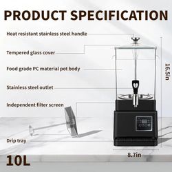 Coffee Urn Commercial Coffee Maker, 10 L 65 Cups,Multi-Functional Hot Chocolate Machine,Transparent Electric Percolator Coffee Pot for Catering Hot Wa