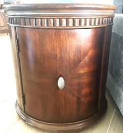 Round Wooden End Table Drum