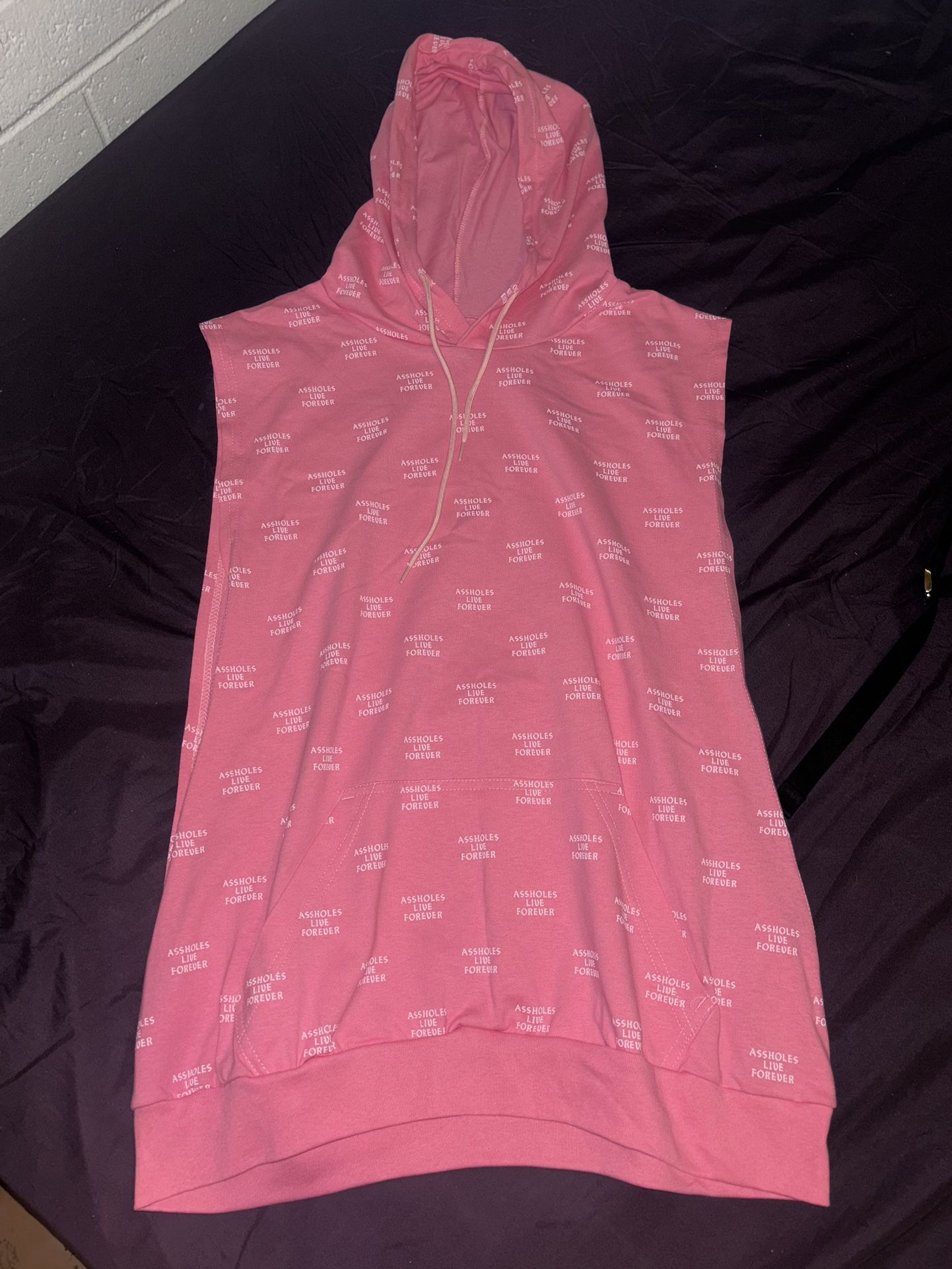 Pink Sleeveless Assholes Live Forever Hoodie