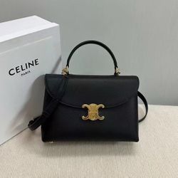 Metal buckle detachable and adjustable shoulder strap cowhide leather shoulder crossbody handbag women's black