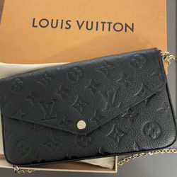 Louis+Vuitton+Pochette+Felicie+Shoulder+Bag+Black+Leather for sale