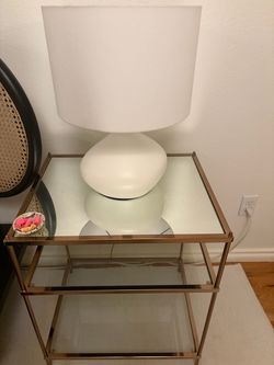 Set of 2 Glass & Brass Side Tables / Nightstands