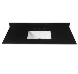 Home Decorators Collection 49 in. W x 22 in D Granite White Rectangular Single Sink Vanity Top in Black