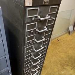Vintage 1950’s Fireproof Eleven Drawer Card Or Small Item Filing Cabinet