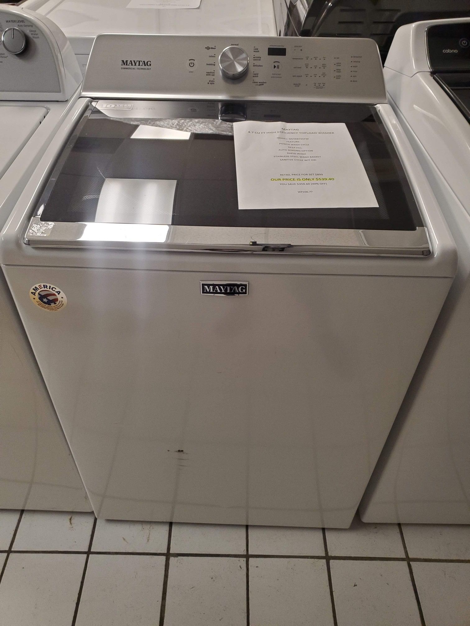 MAYTAG 4.7 CU FT HIGH EFFICIENCY TOPLOAD WASHER