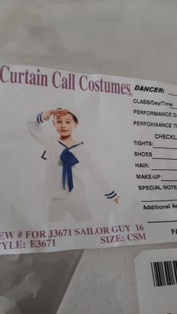 Halloween sailor costume child small 4t