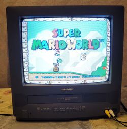 SHARP 13 Inch Black CRT TV VCR VHS Combo Player (Model 13VT-K100) Perfect for Retro Game Consoles & Movies! 1 RF & 1 A/V Input! Works Perfectly!
