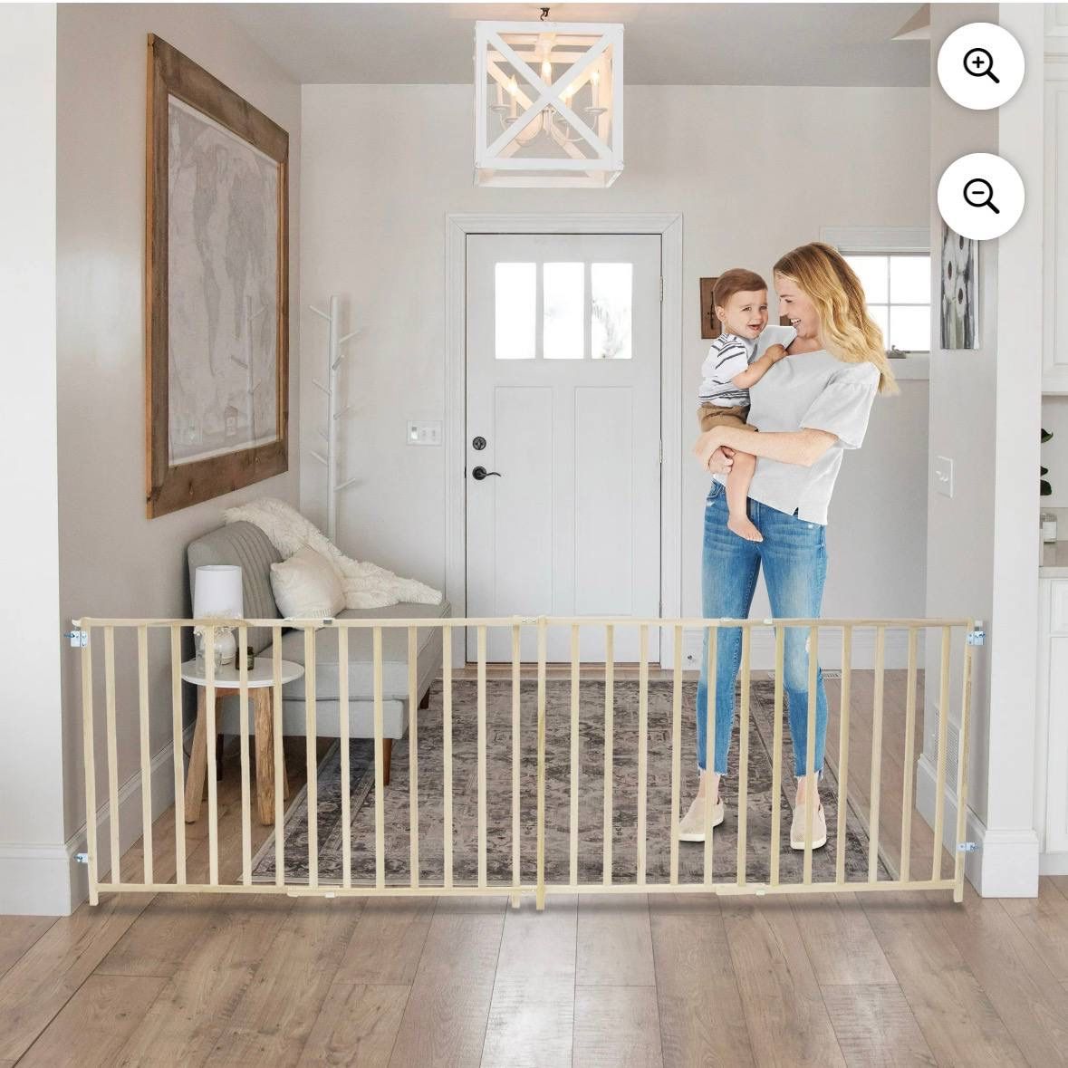 Toddleroo by North States 60"-103" Extra-Wide Swing Baby Safety Gate, Natural Wood