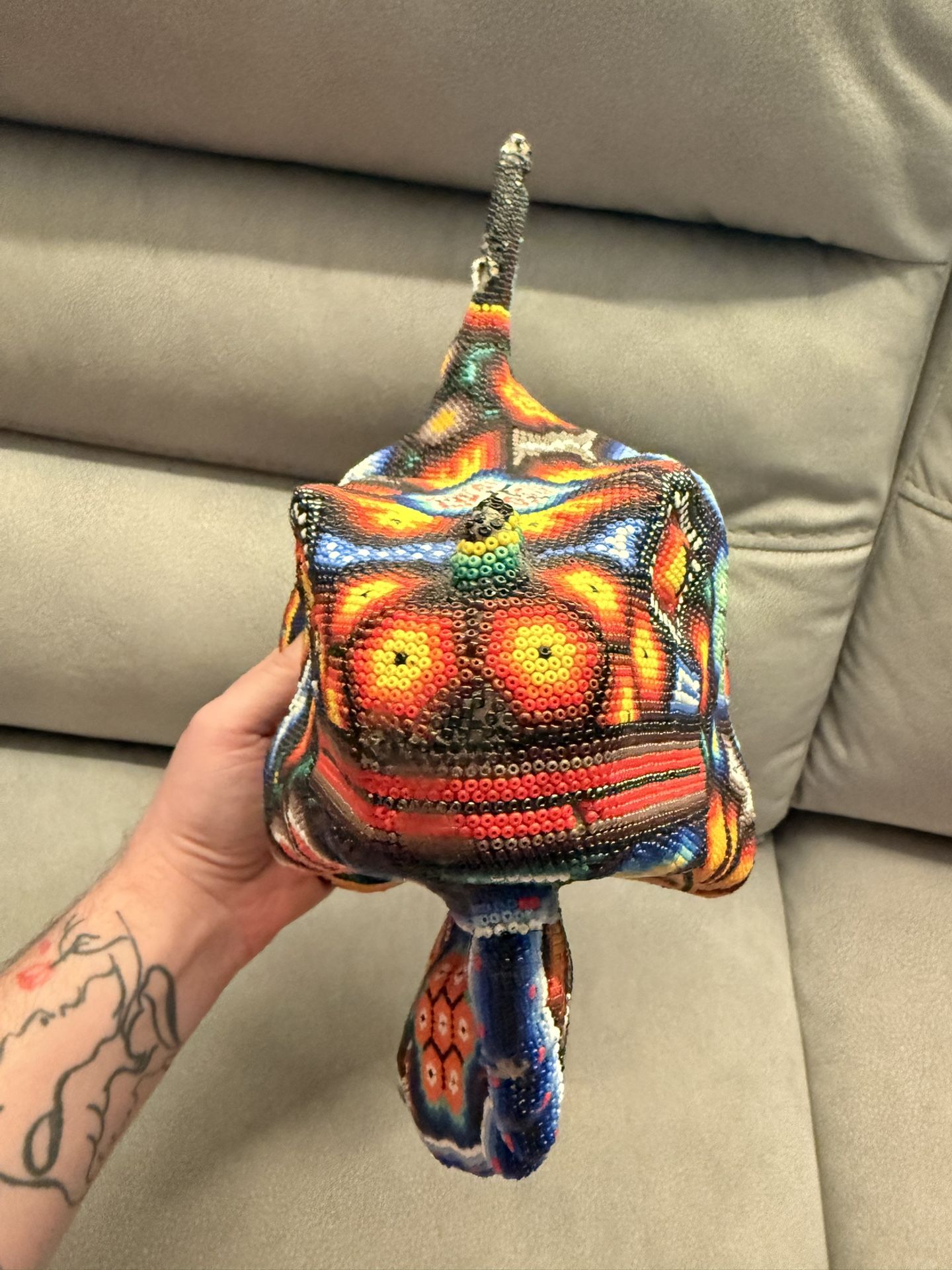 Large Iguana Chaquira Art Mexican Folk Art