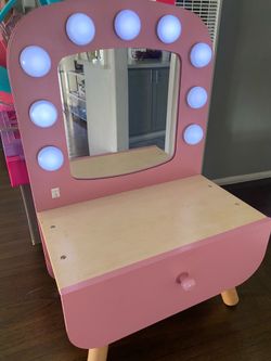 Kids play makeup and light up vanity