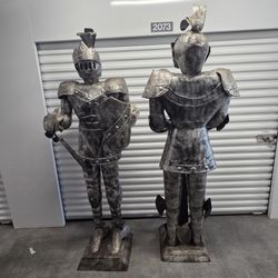(2) 7.5 Ft Handcrafted Medieval Knights 