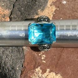 Sterling Silver Blue Topaz w/marcasite Accents