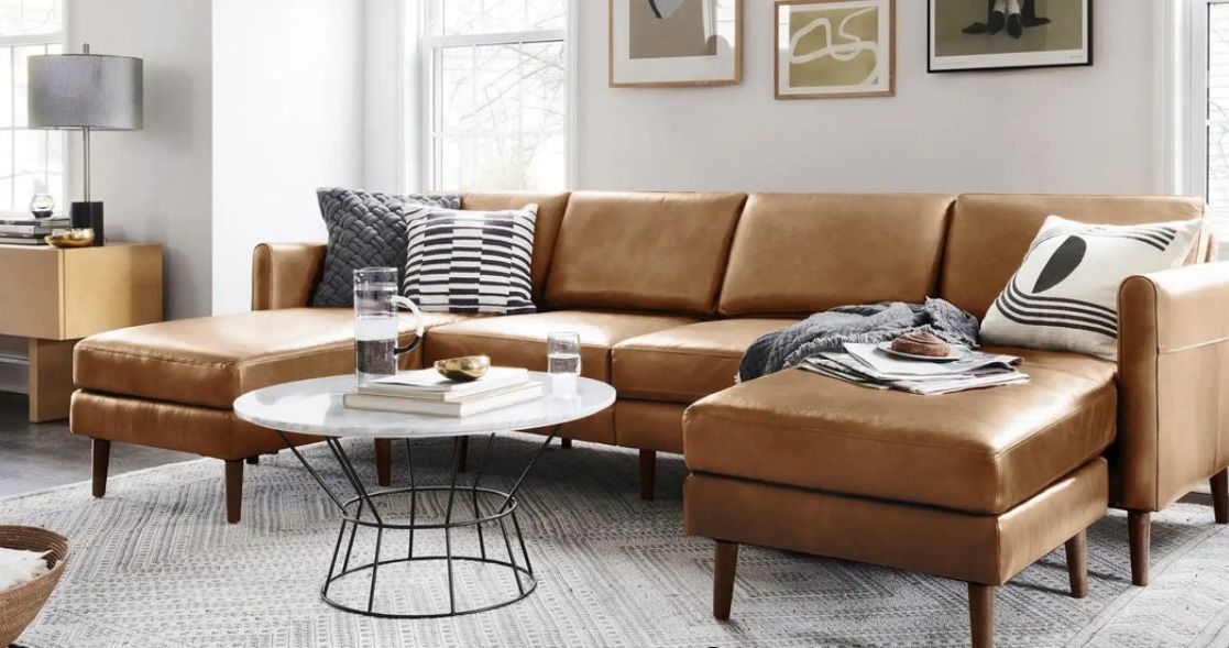 Burrow Nomad Leather 5-Seat Corner Sectional Camel Leather (Never Opened see pics) ❤️