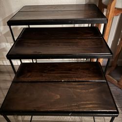 Wood / Iron Three Stack Coffee Table 